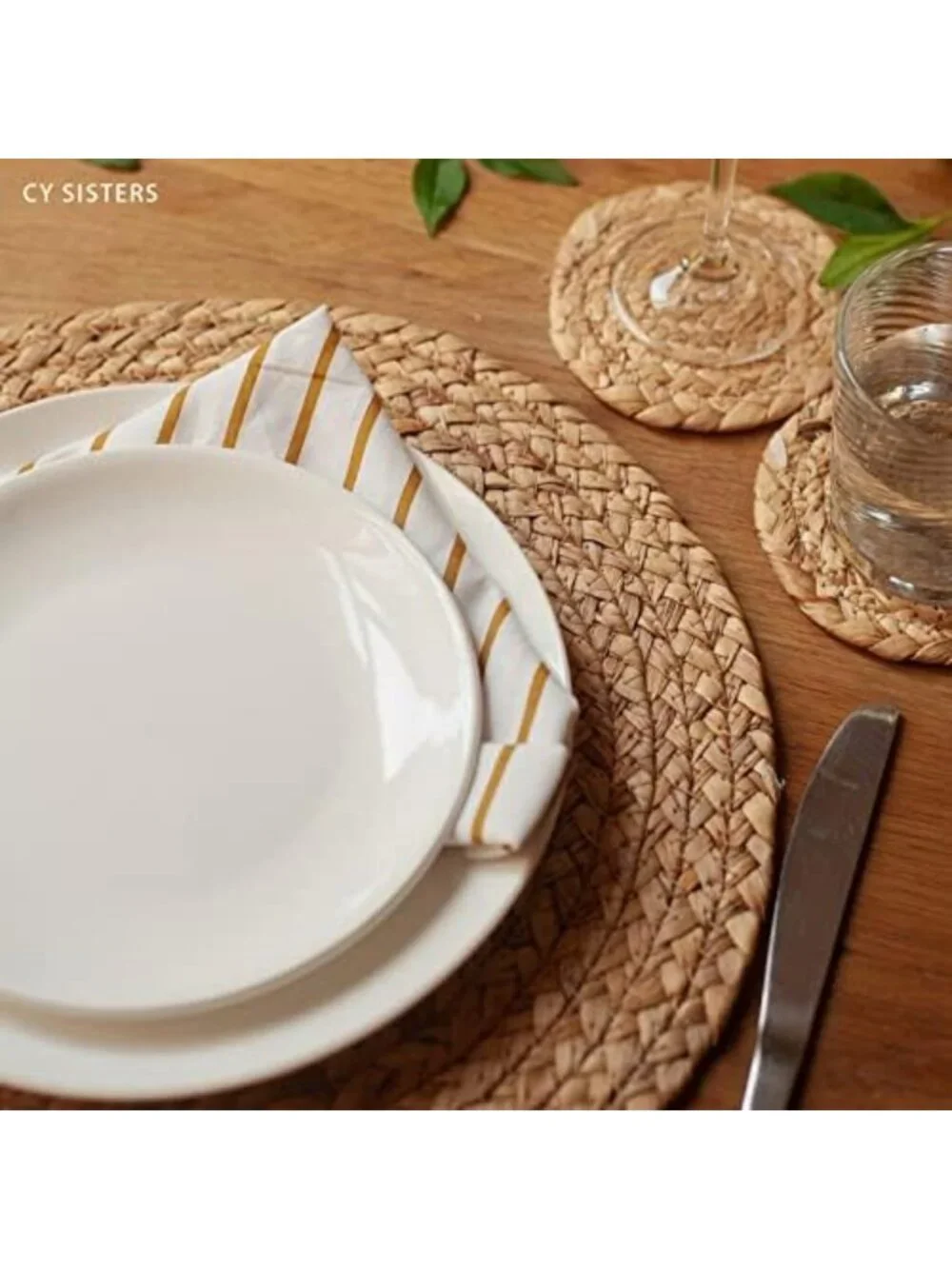 Set of 6 Round Woven Placemats, 13.5